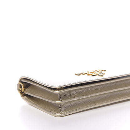Prada Metallic Saffiano Lux Chain Wallet Pirite 6 of 8