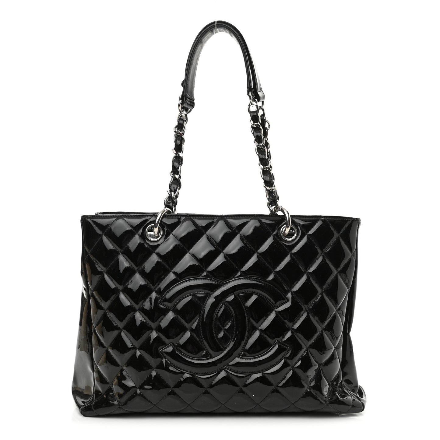 Patent Quilted Grand Shopping Tote GST Black