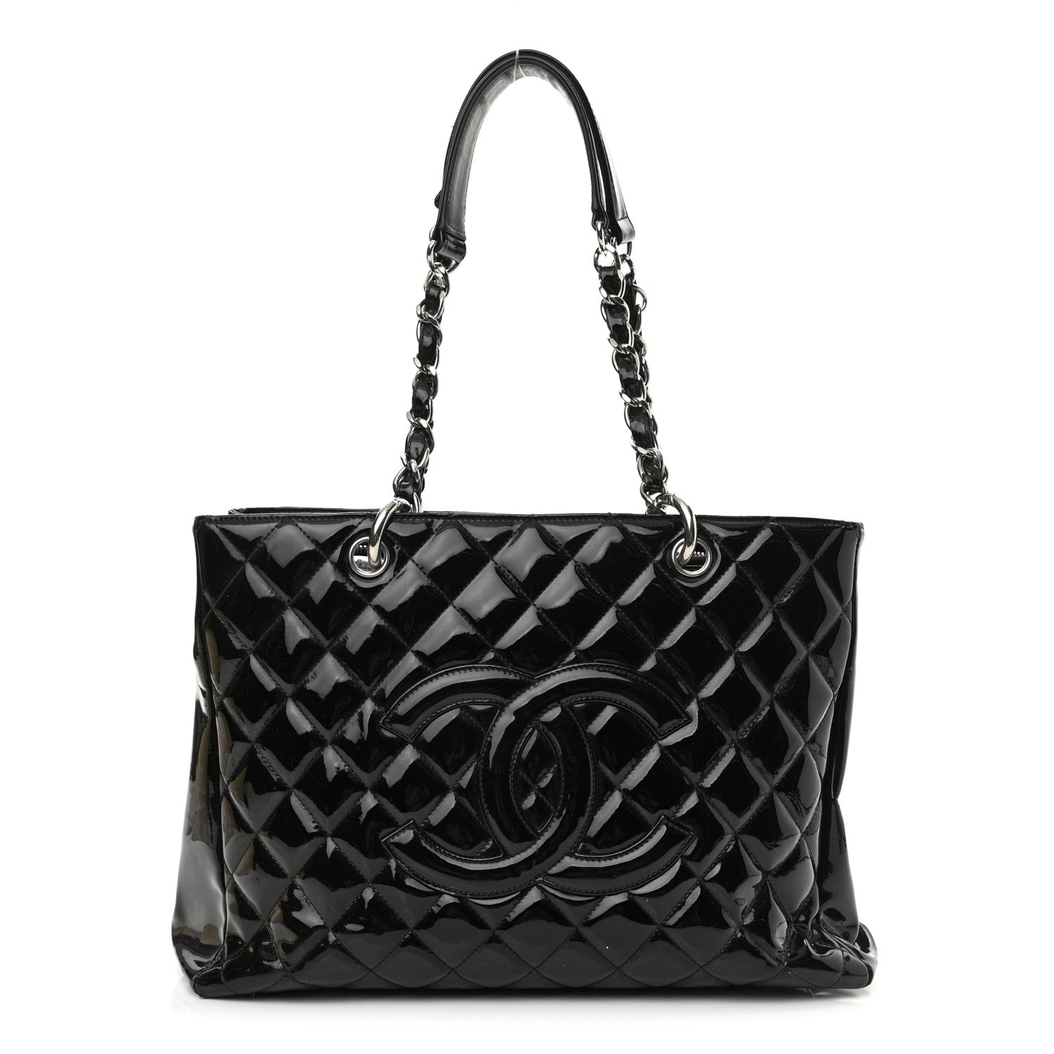 Chanel Patent Quilted Grand Shopping Tote GST Black 1 of 11