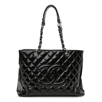 Chanel Patent Quilted Grand Shopping Tote GST Black 1 of 11