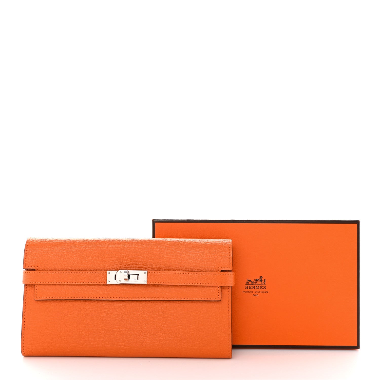 Hermes Chevre Mysore Kelly Longue Wallet Orange 11 of 11