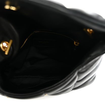 Saint Laurent Lambskin Quilted Toy Loulou Puffer Monogram Chain Satchel Black 4 of 9