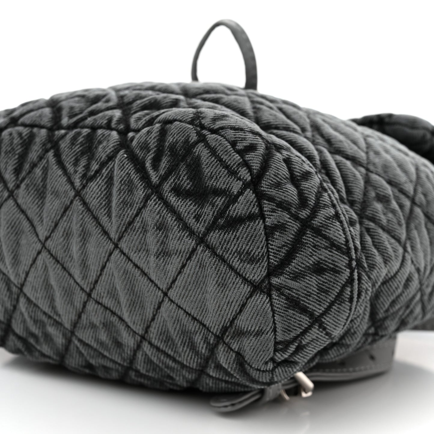 Washed Denim Quilted Denimpression Backpack Lilac Black