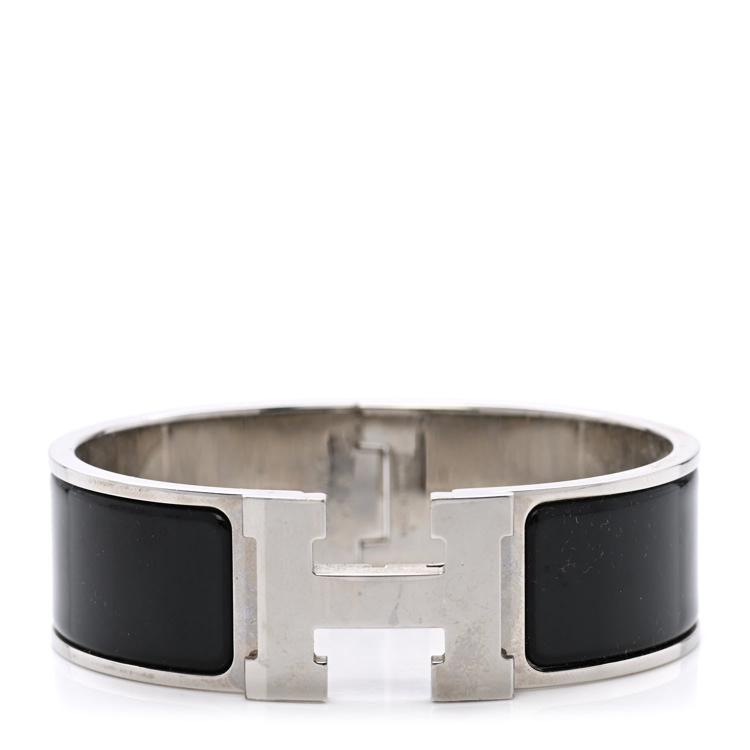 Hermes Enamel Wide Clic Clac H Bracelet GM Black 1 of 8