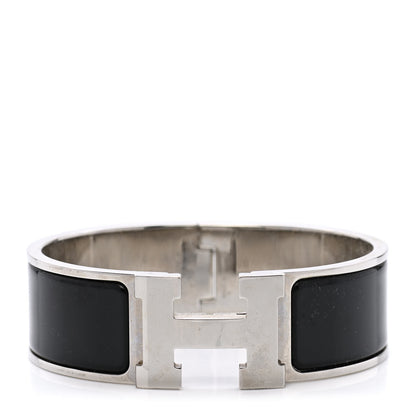 Hermes Enamel Wide Clic Clac H Bracelet GM Black 1 of 8