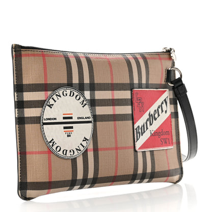 Burberry Coated Canvas House Check Patches Zip Pouch Black 3 of 6