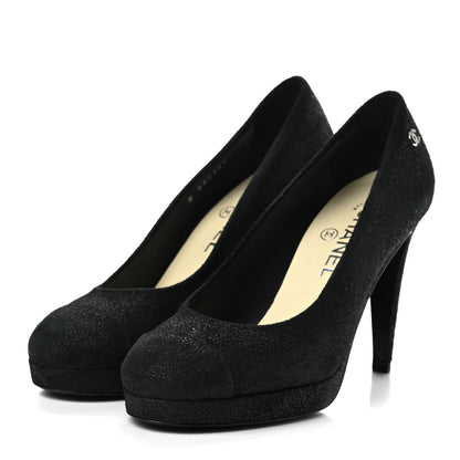 Chanel Calfskin Buffalo Cap Toe CC Pumps 37 Black 3 of 8
