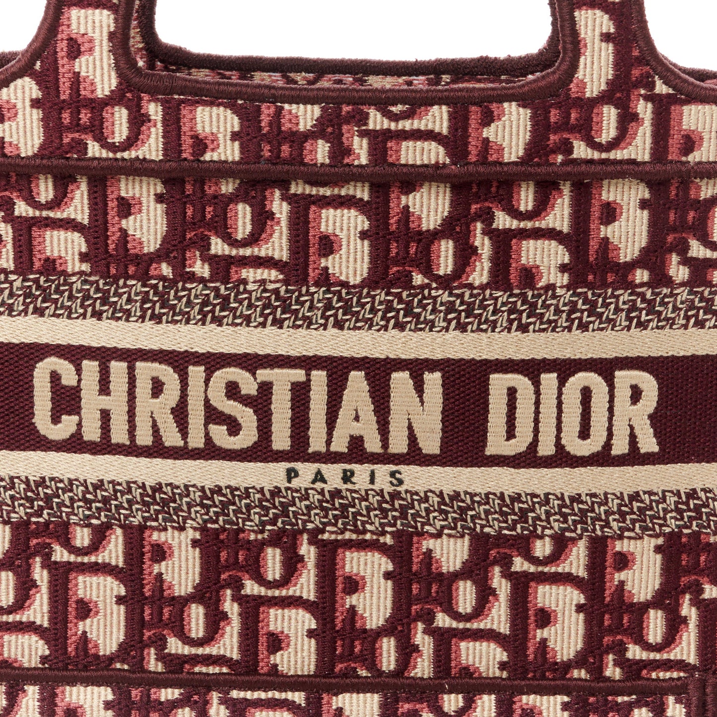 Oblique Mini Book Tote Burgundy Multicolor