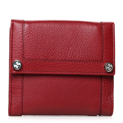 Gucci Textured Calfskin French Flap Wallet Red 1 of 9