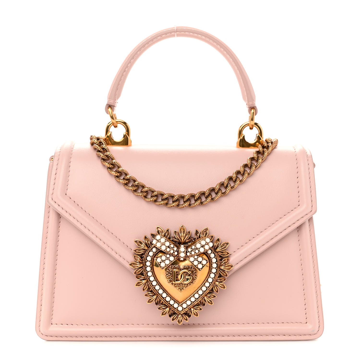 Dolce & Gabbana Smooth Calfskin Small Devotion Envelope Top Handle Bag Cipria 1 of 9