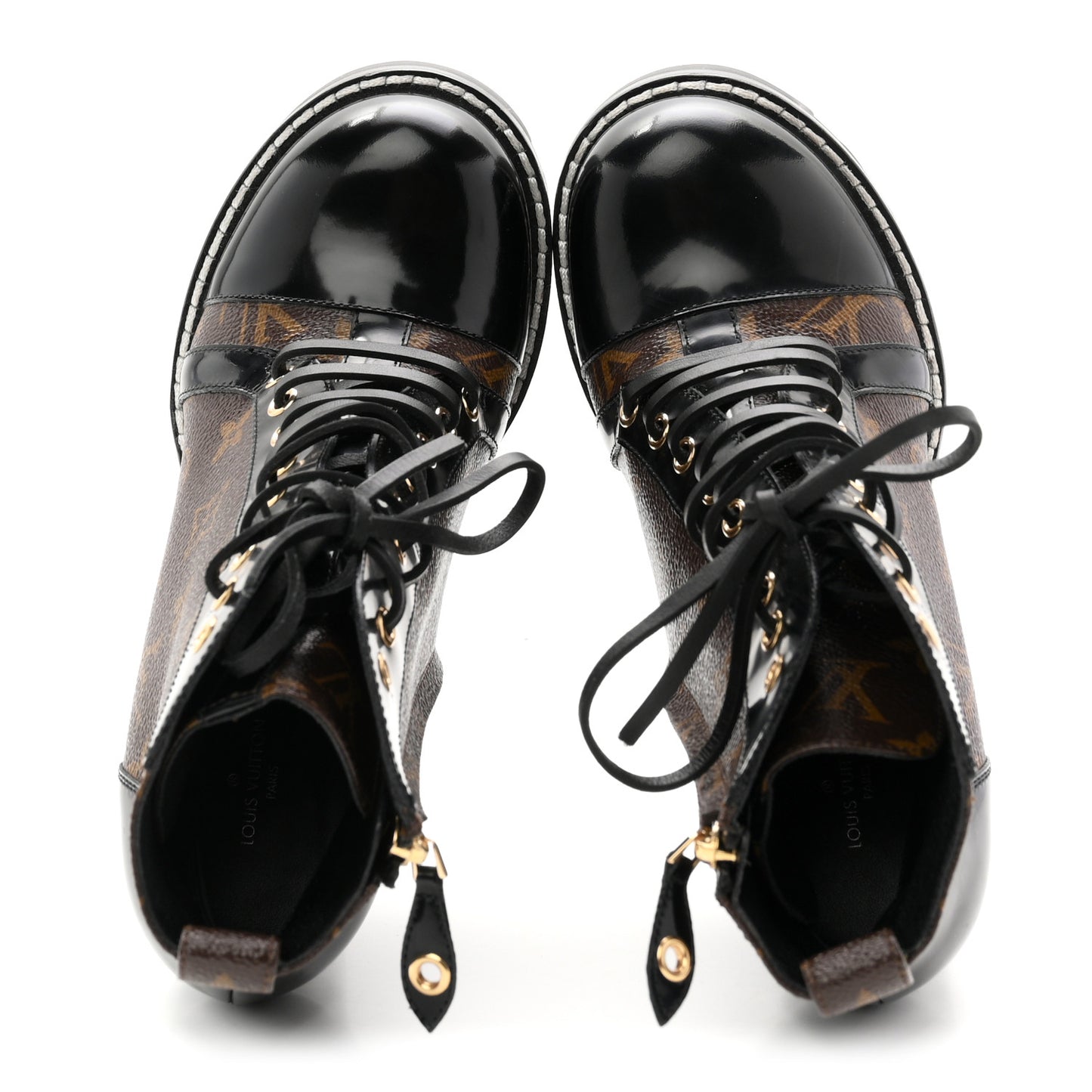Patent Calfskin Monogram Star Trail Ankle Boots 39 Black