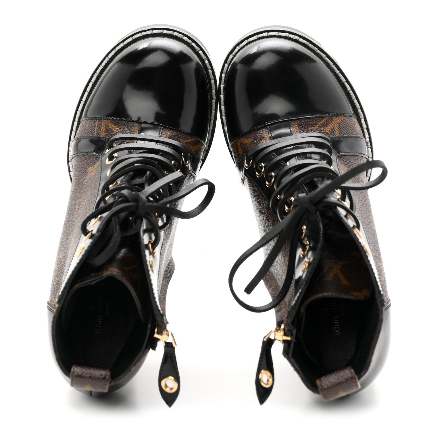 Louis Vuitton Patent Calfskin Monogram Star Trail Ankle Boots 39 Black 2 of 10