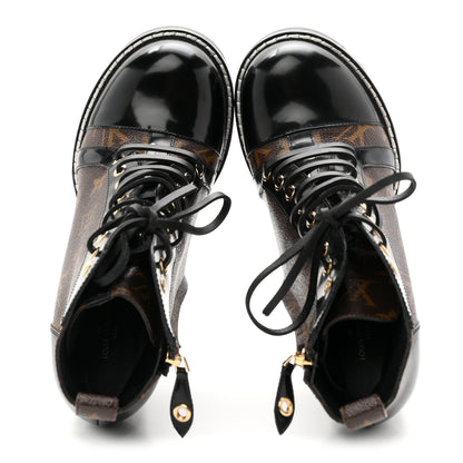 Louis Vuitton Patent Calfskin Monogram Star Trail Ankle Boots 39 Black 2 of 10