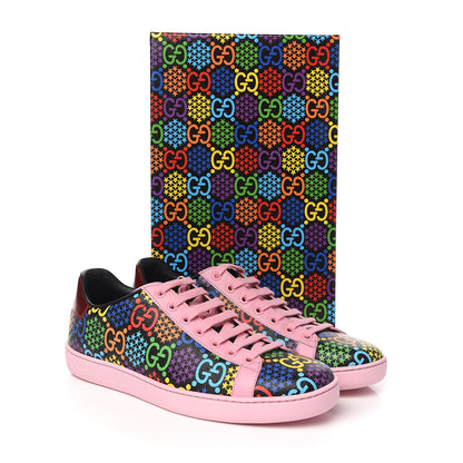 Gucci GG Supreme Monogram Psychedelic Womens Ace Sneakers 39 Black Multicolor Sugar Pink 9 of 9