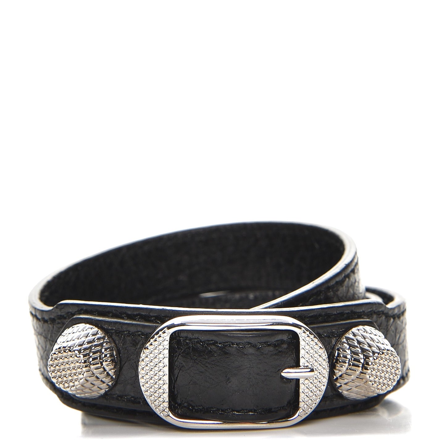 Agneau Giant 12 Silver Hardware Triple Tour Bracelet S Black