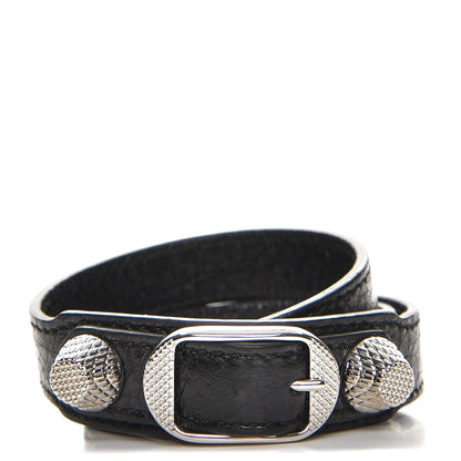 Balenciaga Agneau Giant 12 Silver Hardware Triple Tour Bracelet S Black 1 of 6