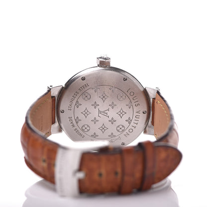 Louis Vuitton Stainless Steel Alligator 39mm Tambour GMT Automatic Watch Brown 4 of 7