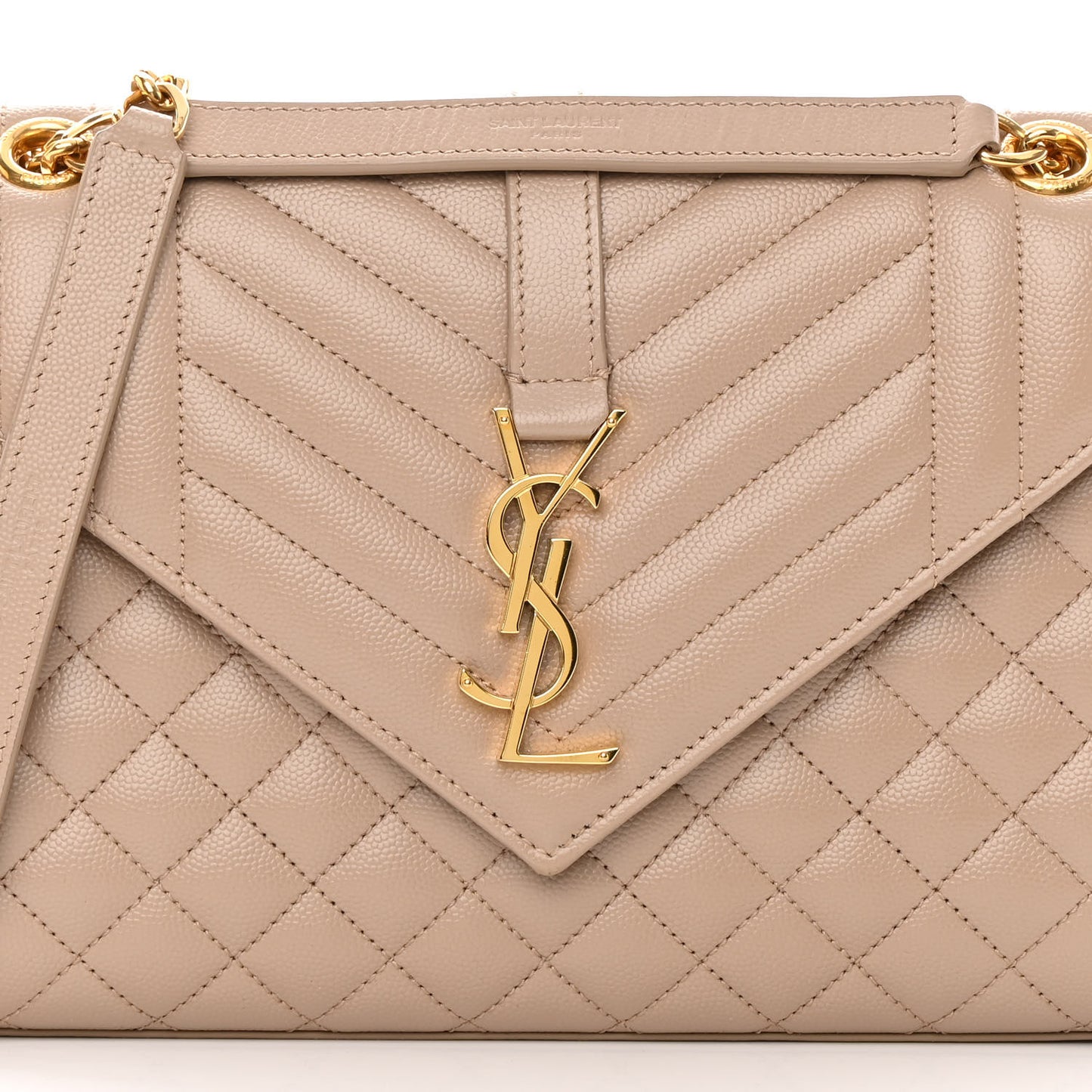 Grain De Poudre Textured Mixed Matelasse Medium Triquilt Monogram Satchel Dark Beige