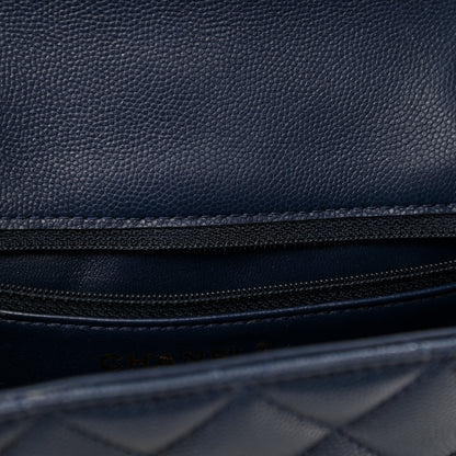 Chanel Caviar Quilted Medium Sweet Classic Flap Navy Blue 11 of 13