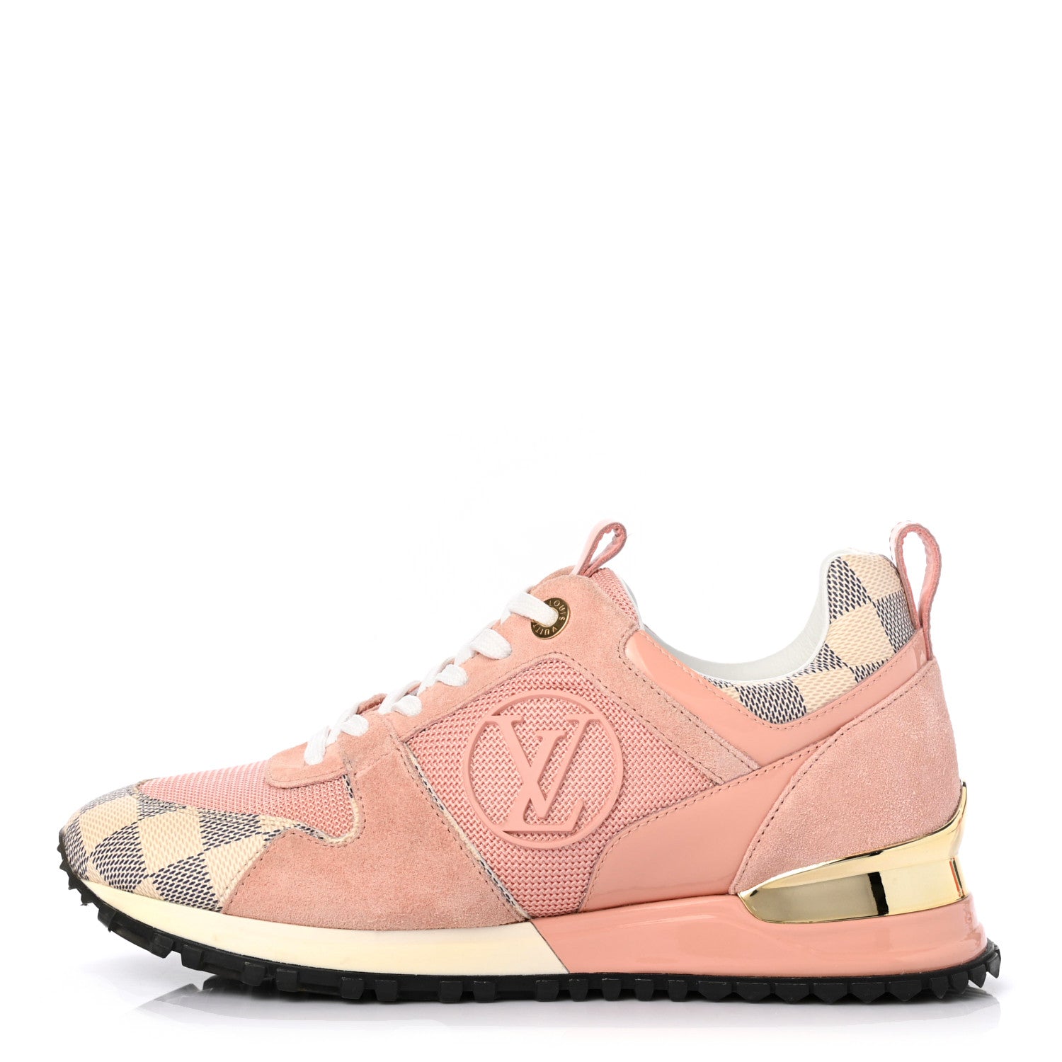 Louis Vuitton Suede Damier Azur Run Away Sneakers 35.5 Pink 1 of 9