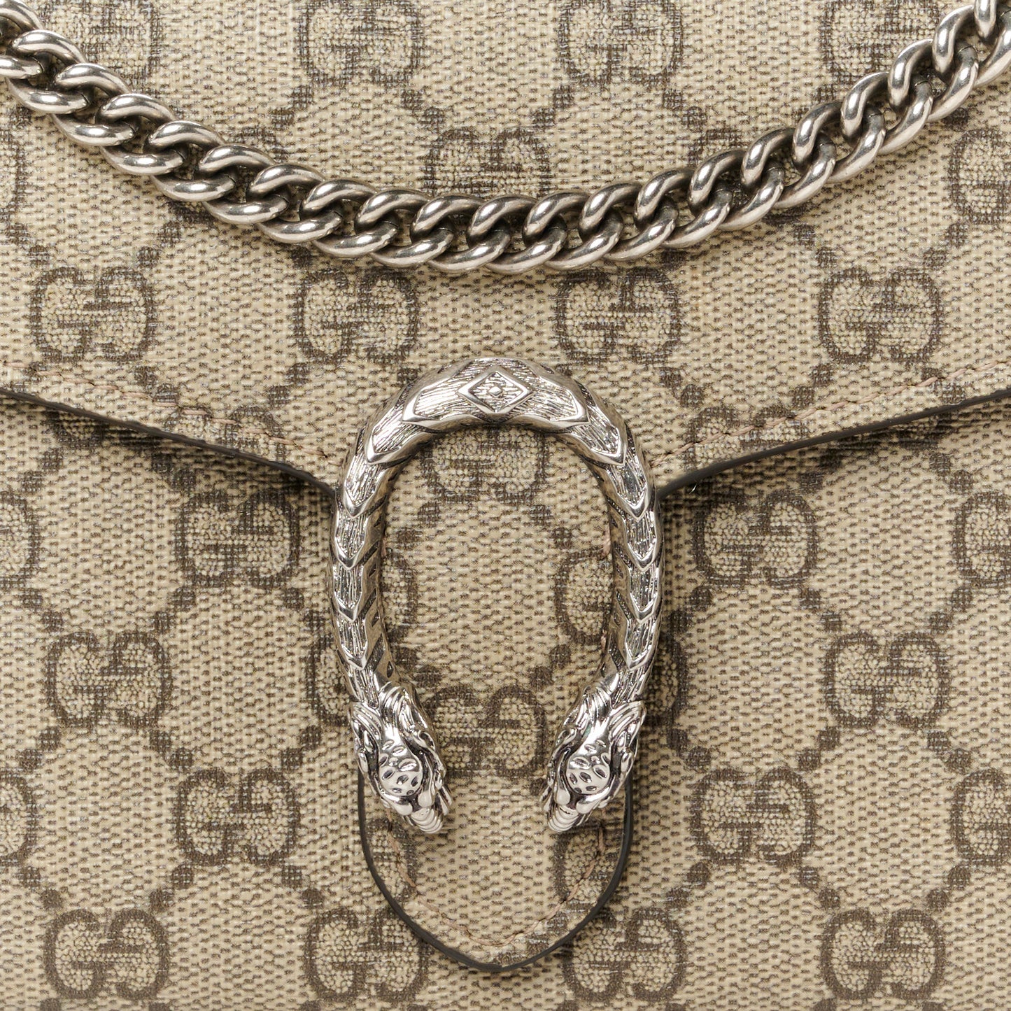 GG Supreme Monogram Mini Dionysus Chain Wallet Beige Taupe