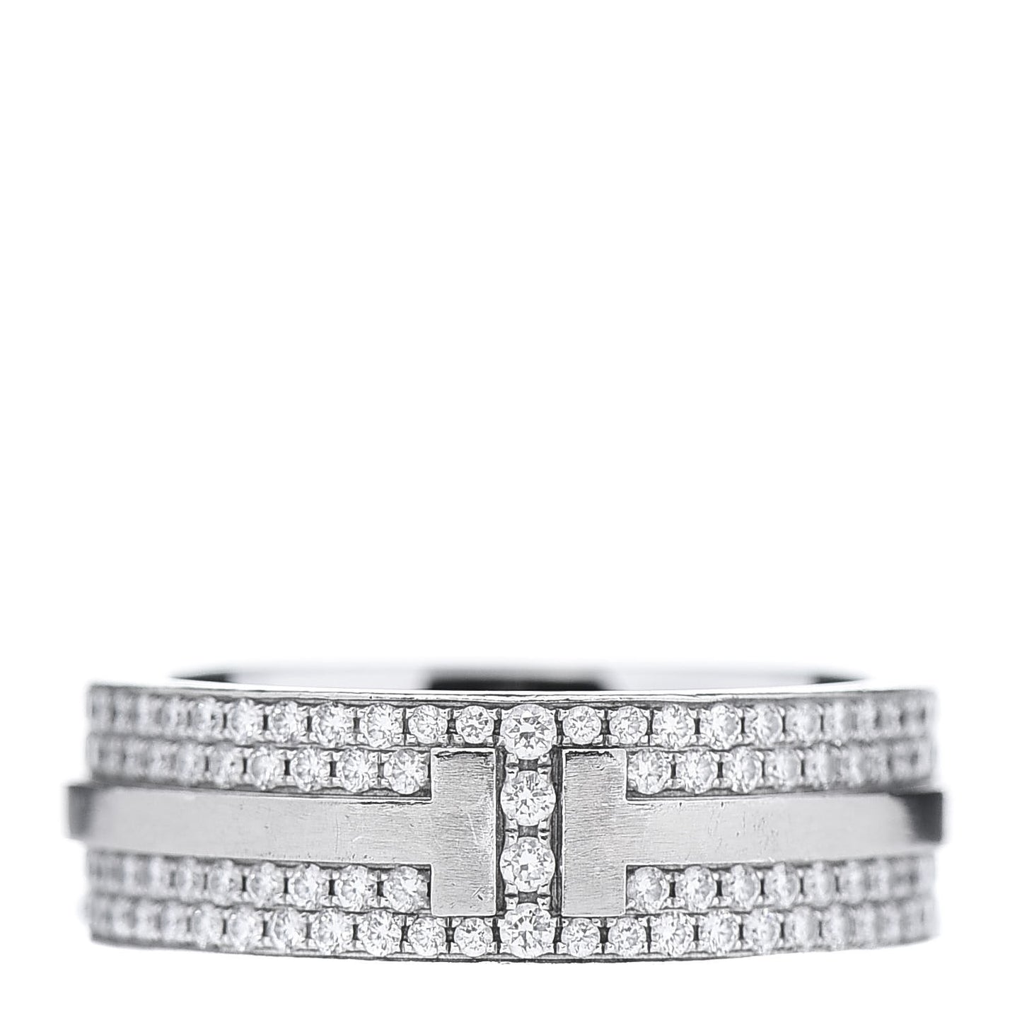 18K White Gold Diamond T Two Wide Ring 49 5