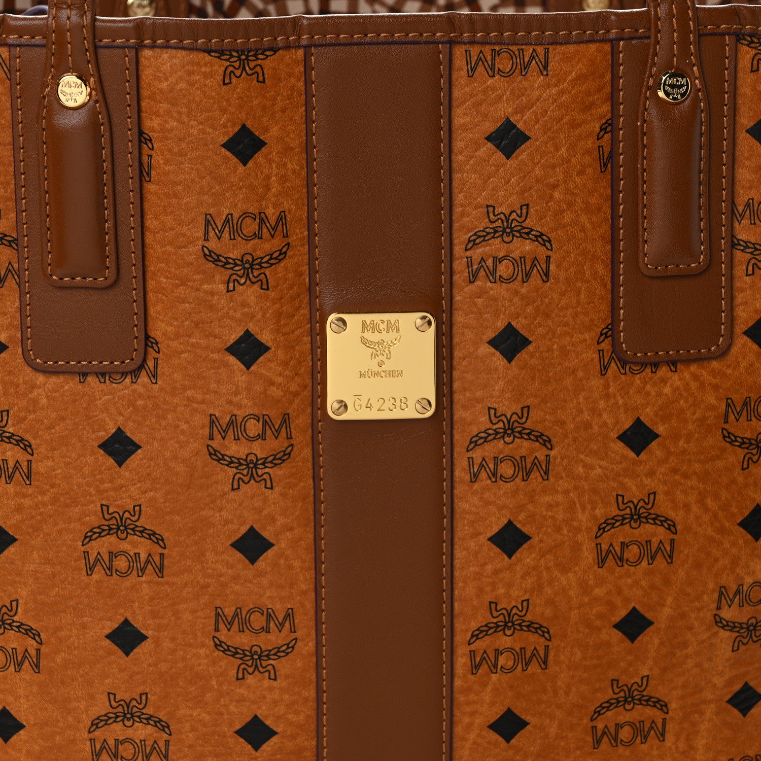 MCM Visetos Medium Liz Reversible Shopper Tote Cognac 12 of 21