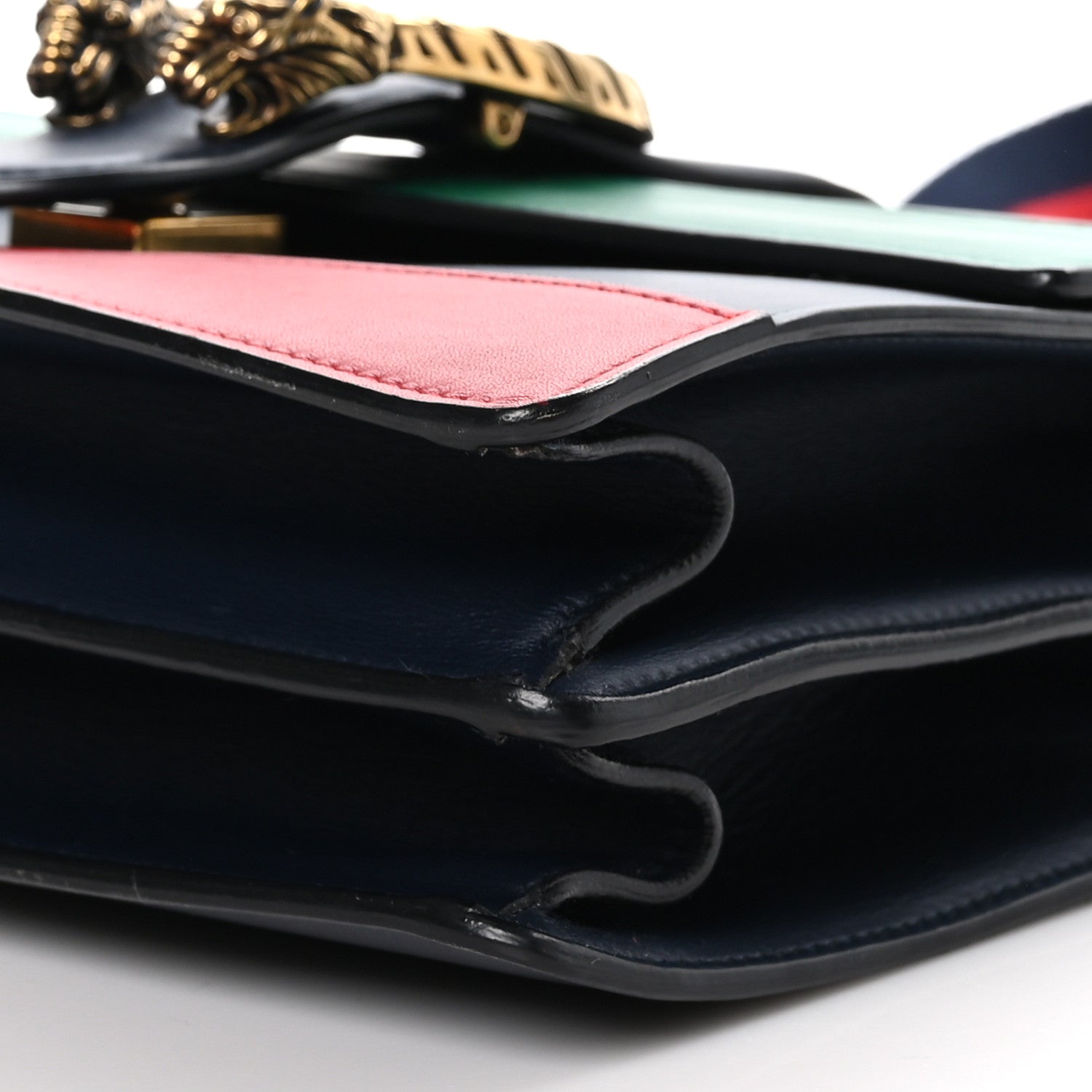 Gucci Moon Calfskin Bamboo Web Medium Dionysus Top Handle Bag Blue Emerald Hibiscus Red 10 of 10