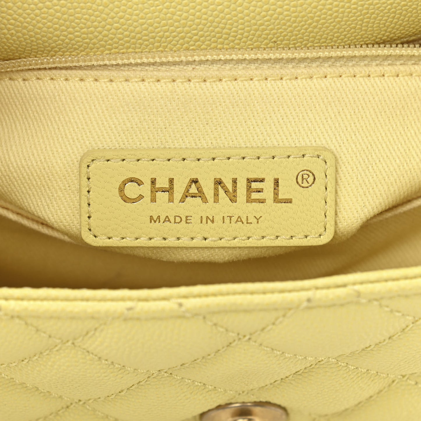 Caviar Quilted Mini Coco Handle Flap Yellow