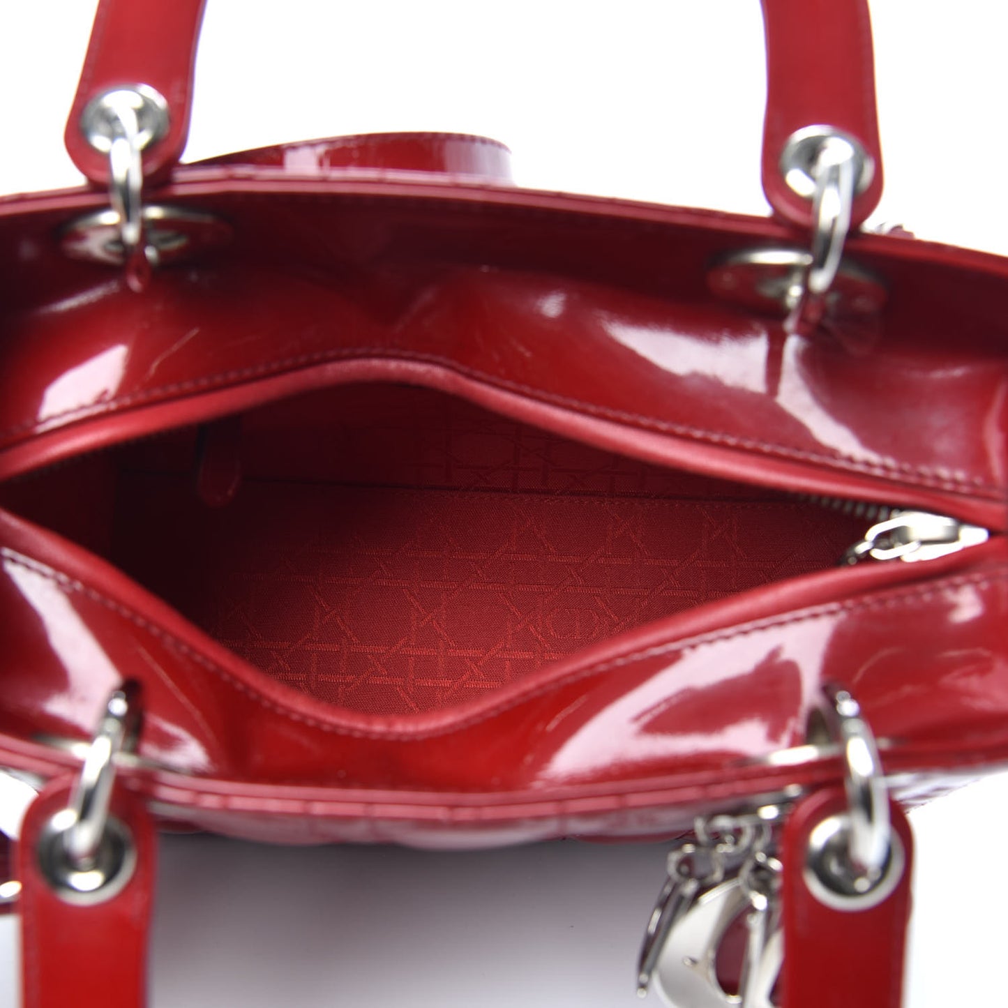 Patent Cannage Medium Lady Dior Red