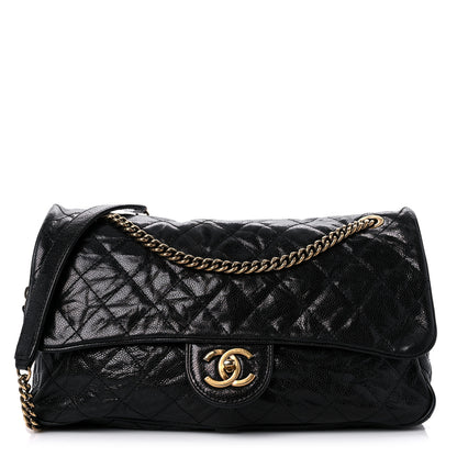 Chanel Crumpled Grained Calfskin Quilted Large Shiva Flap Black 1 of 13