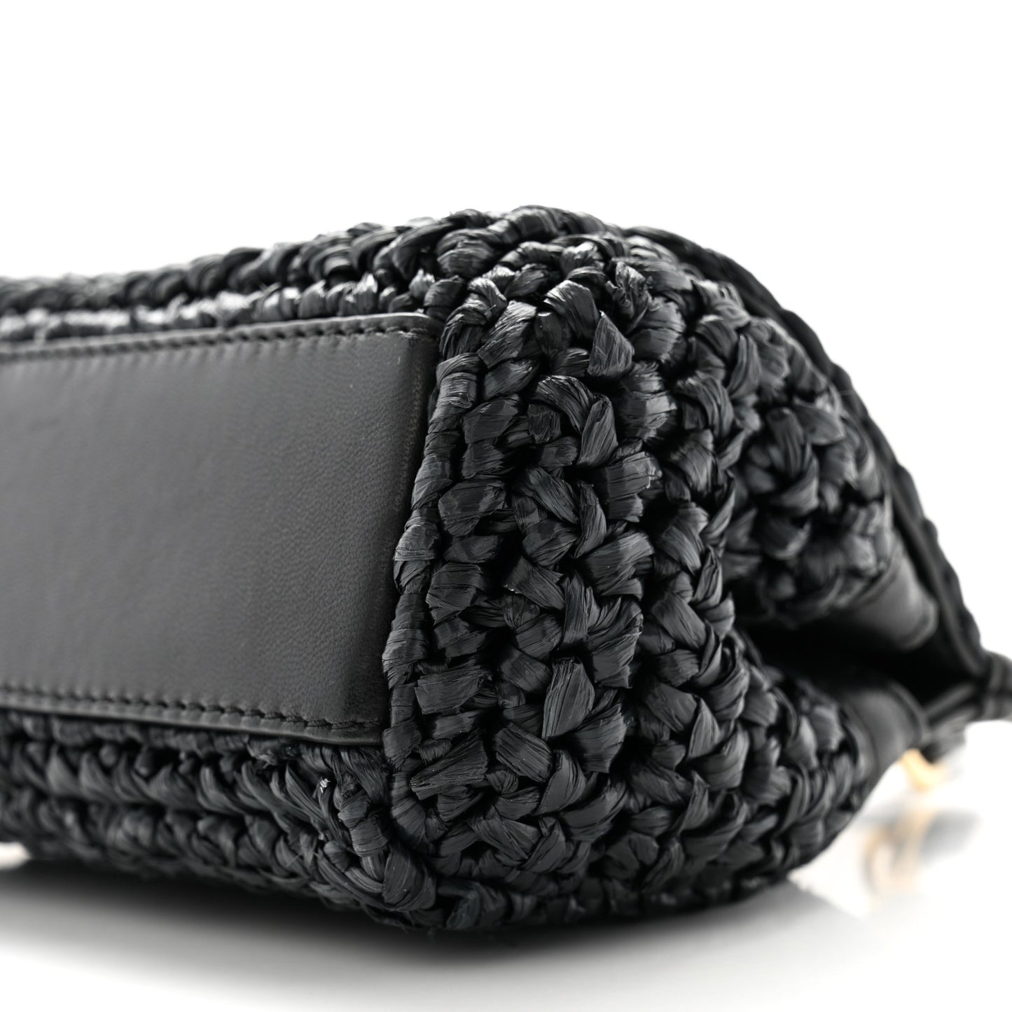Raffia Crochet Micro Miss Sicily Satchel Black