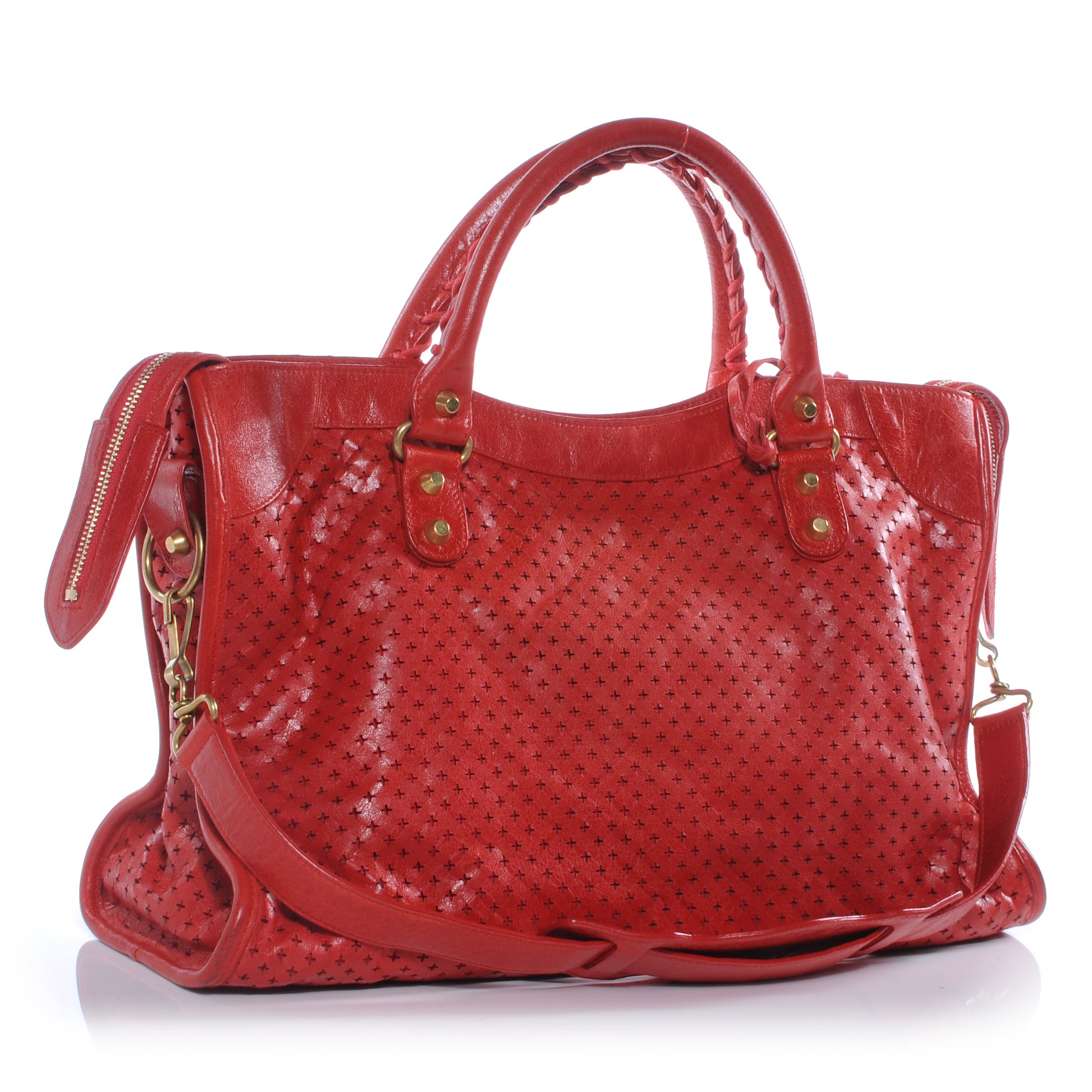 Balenciaga Agneau Cross Perforated City Ruby Red 12 of 38