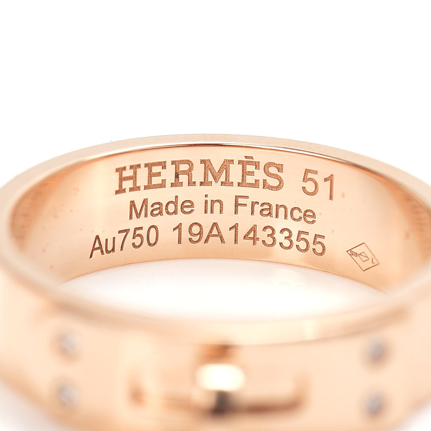Hermes 18K Rose Gold Diamond PM Kelly Ring 51 5.75 4 of 5