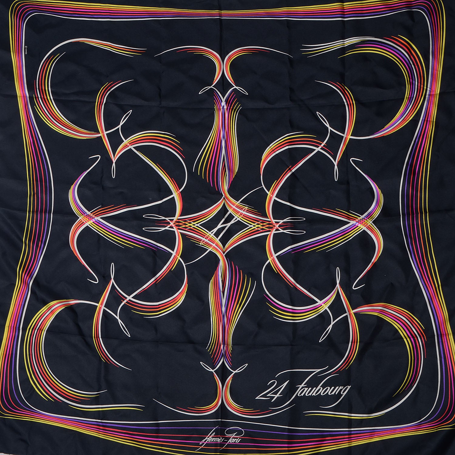 Hermes Silk 24 Faubourg Scarf 90 Black 1 of 5