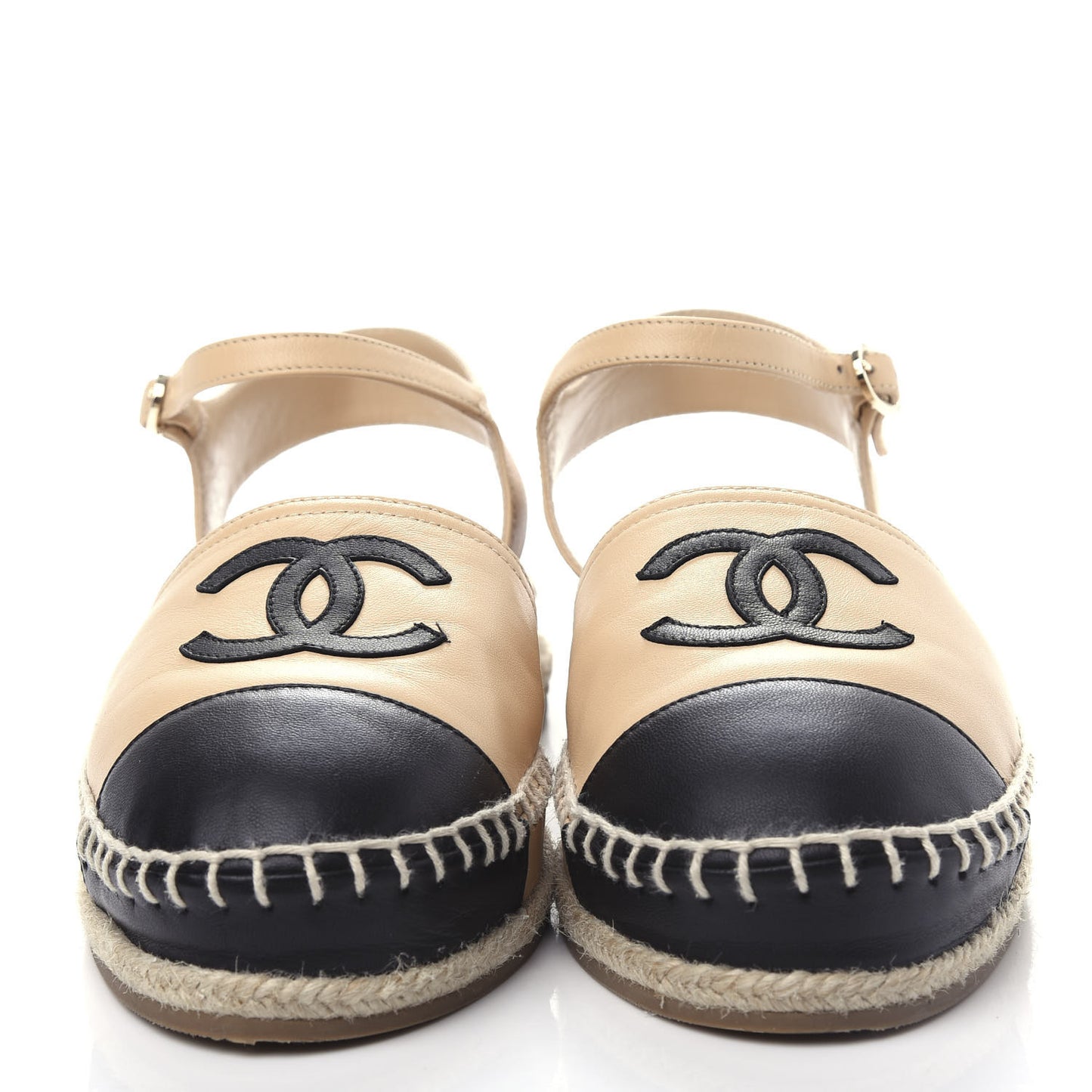Lambskin CC Espadrilles 36 Beige Black