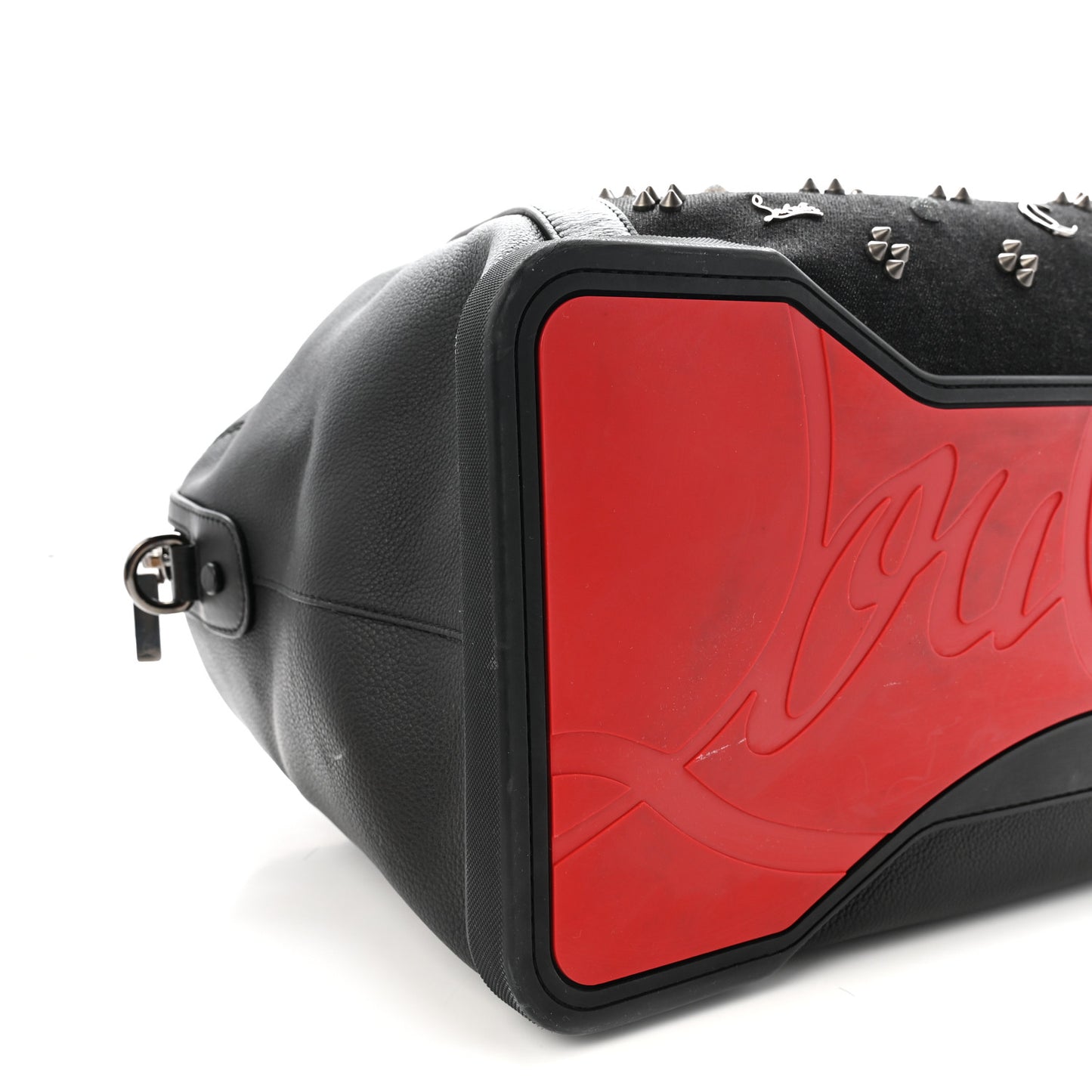 Studded Denim Calfskin Duffle Black