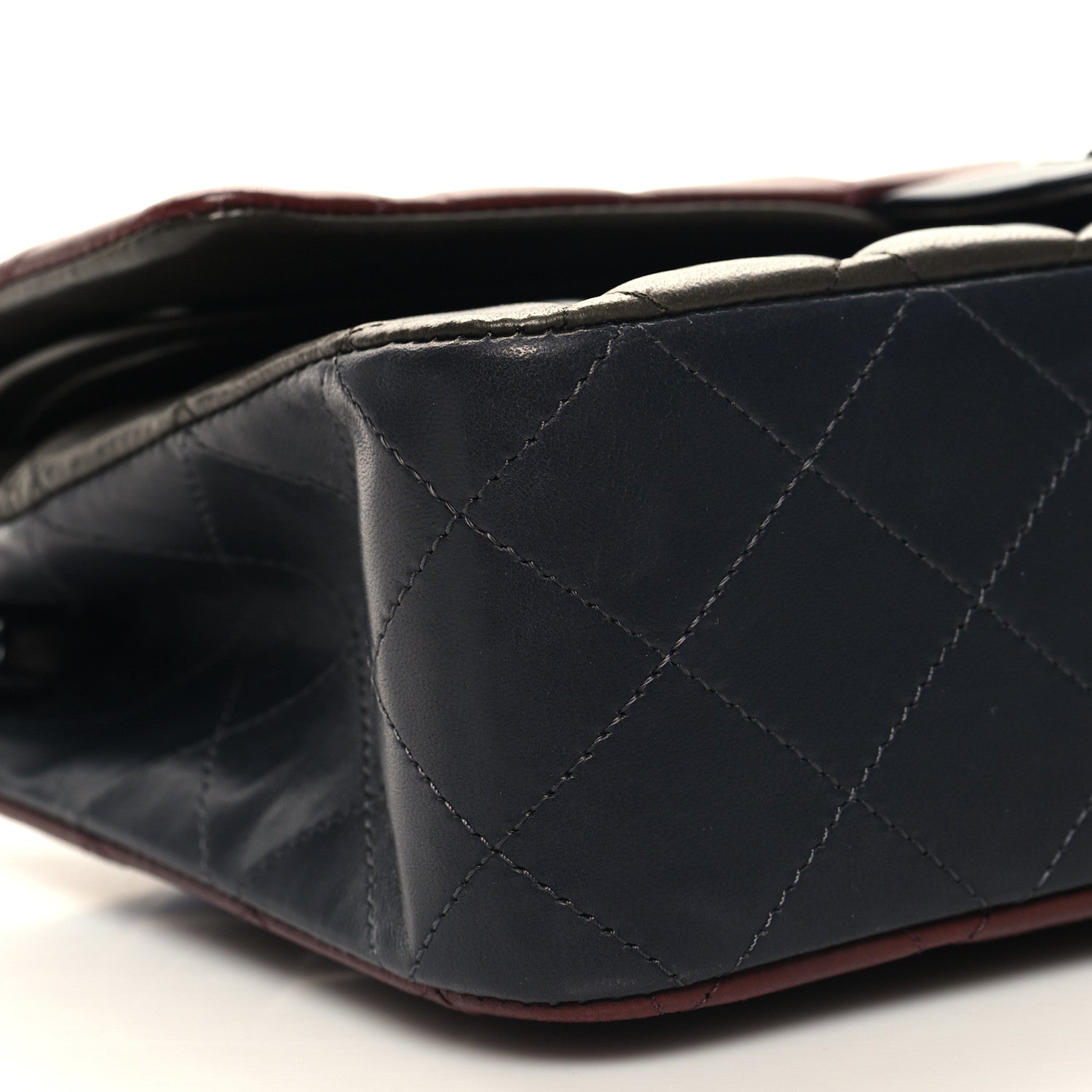 Chanel Lambskin Quilted Tri-Color Medium Double Flap Burgundy 9 of 12