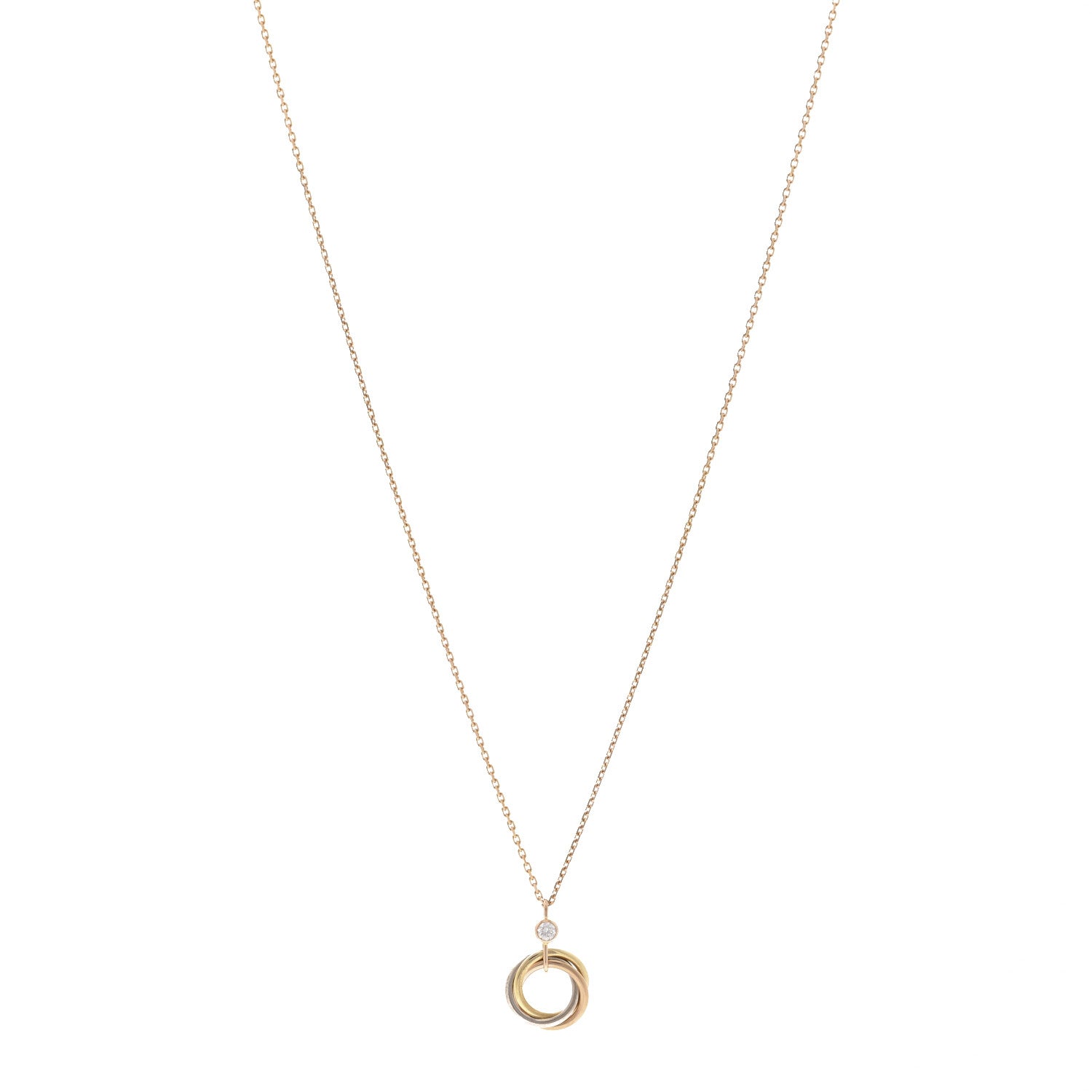 Cartier 18K Pink Yellow White Gold Diamond Trinity Pendant Necklace 1 of 5