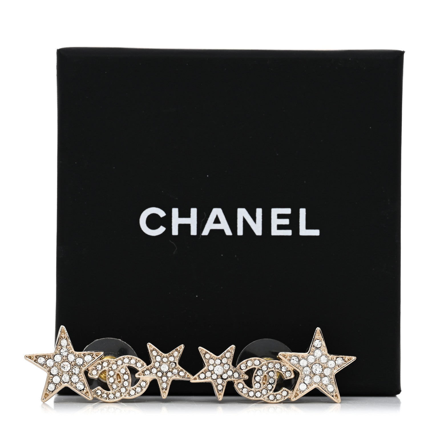 Chanel Crystal Star CC Earrings Gold 5 of 5