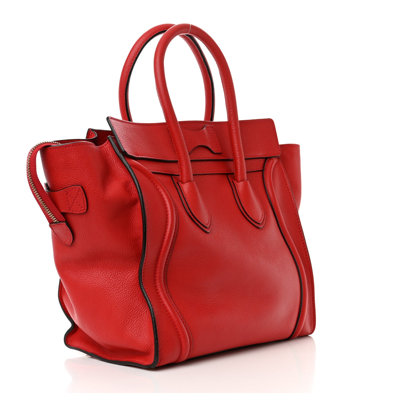 Celine Drummed Calfskin Mini Luggage Coquelicot 3 of 12