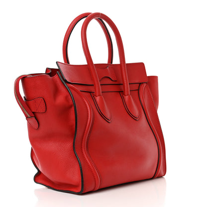 Celine Drummed Calfskin Mini Luggage Coquelicot 3 of 12