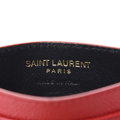 Saint Laurent Grain De Poudre Matelasse Chevron Monogram Credit Card Case New Red 5 of 7