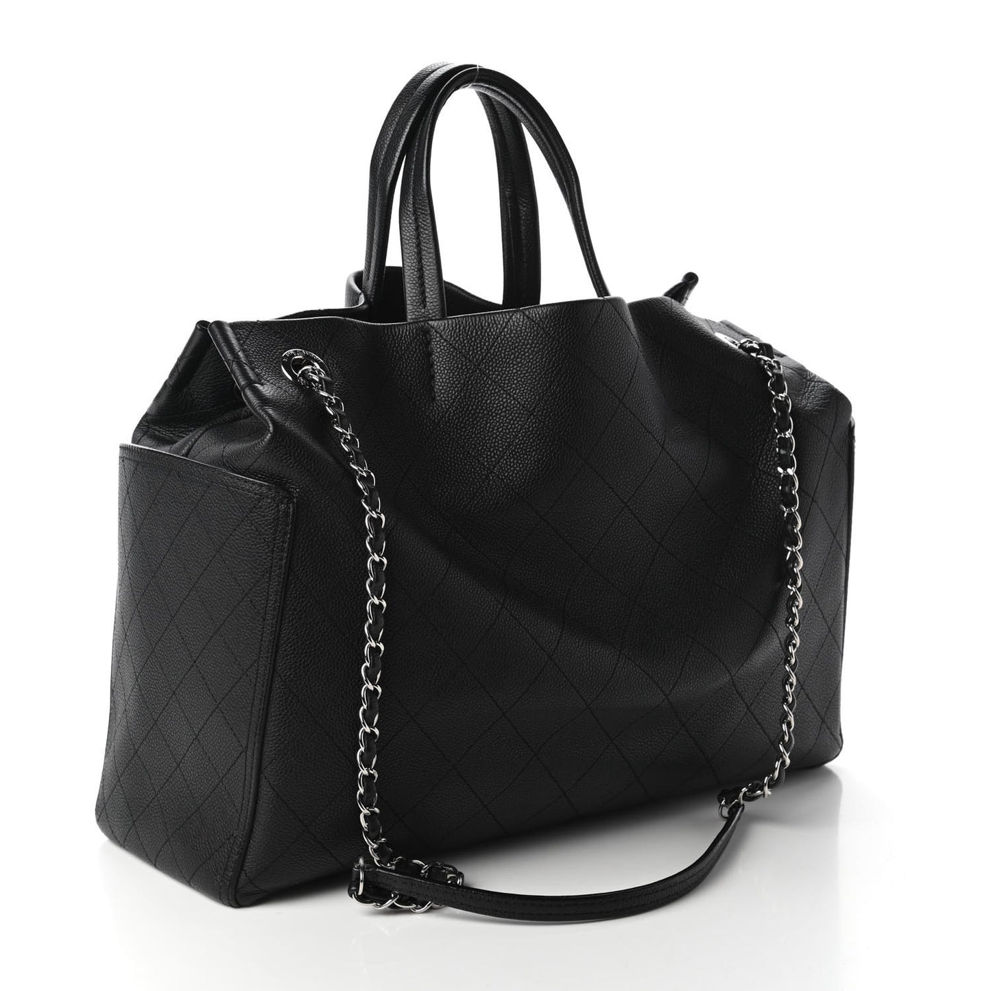 Grained Calfskin CC Pocket Tote Black