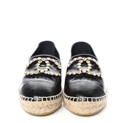 Chanel Patent Calfskin Crystal CC Espadrilles 38 Black 2 of 10