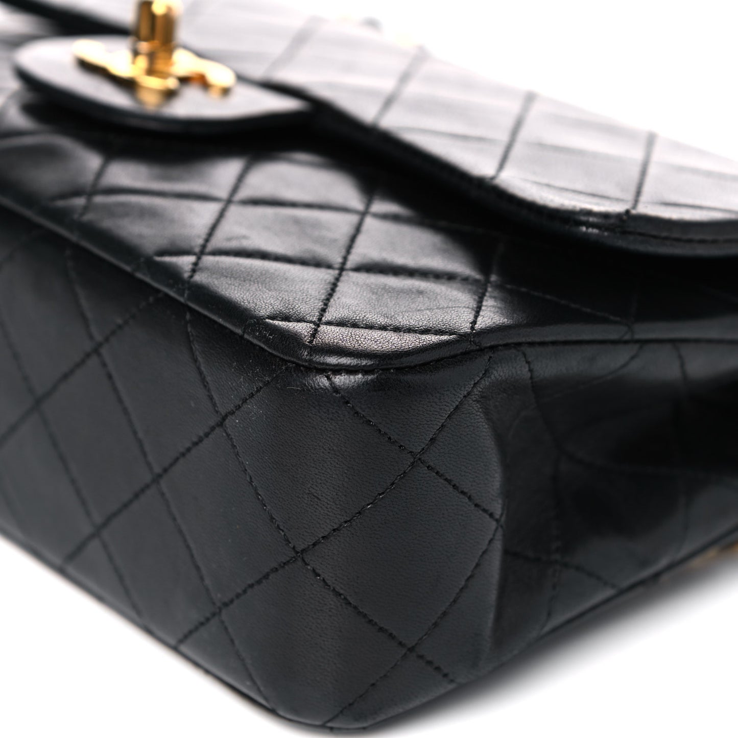 Lambskin Quilted Small Double Flap Black