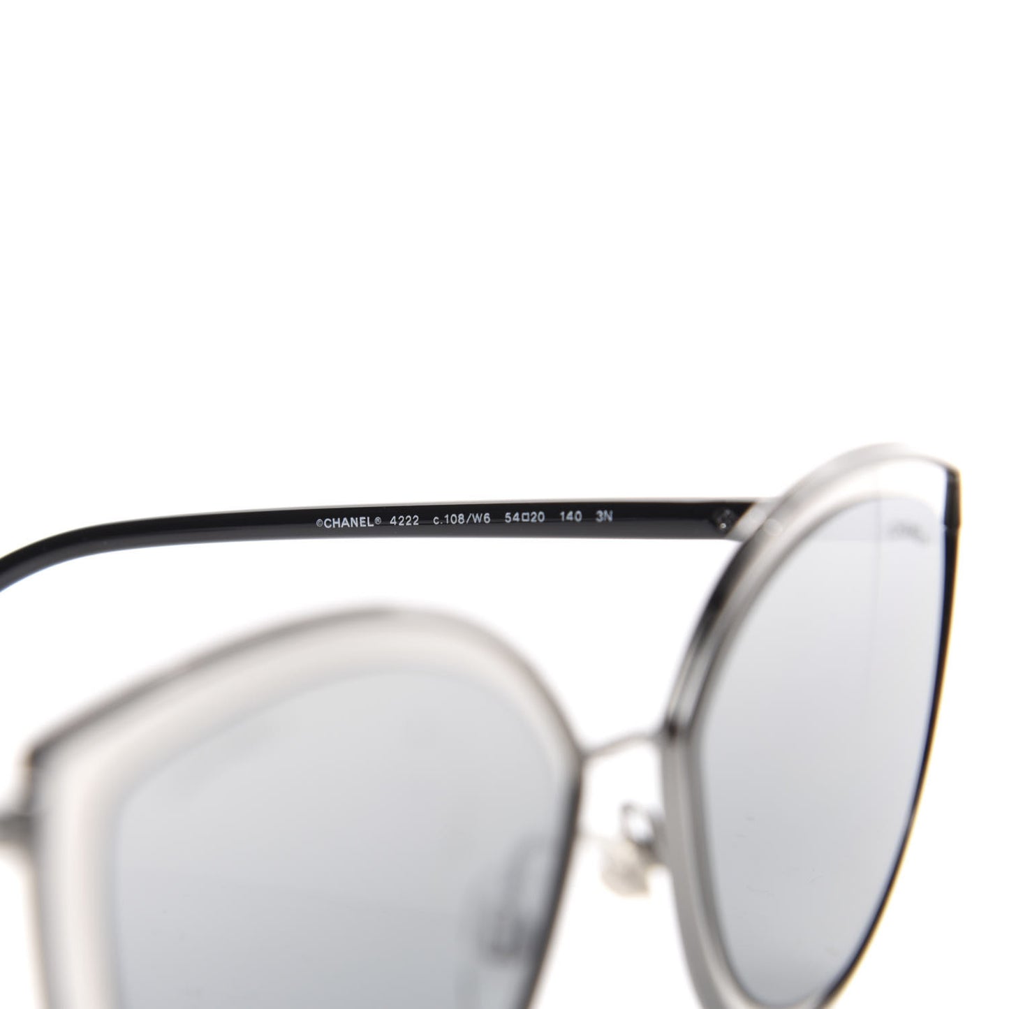 Metal Cat Eye Sunglasses 4222 Silver Black