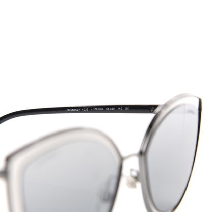 Chanel Metal Cat Eye Sunglasses 4222 Silver Black 6 of 8