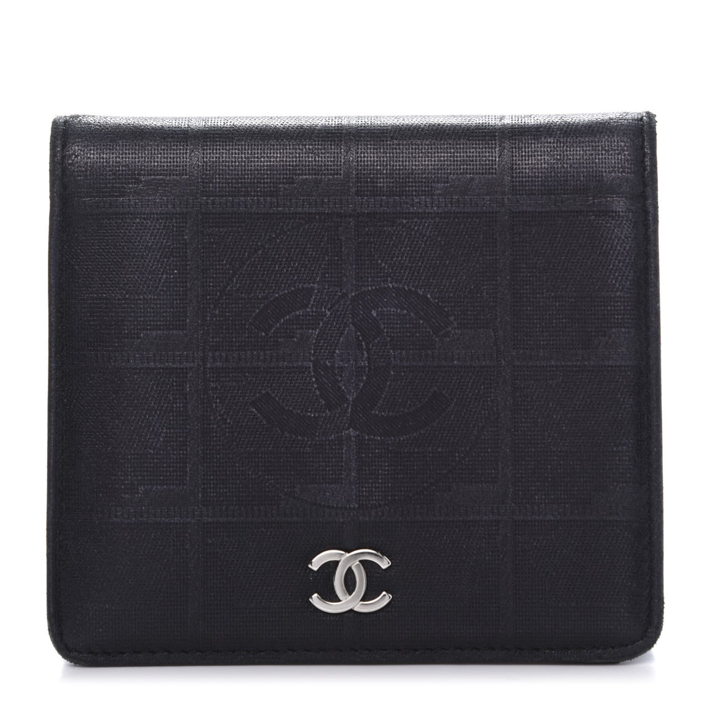 Embossed Lambskin Travel Bi-Fold Wallet Black