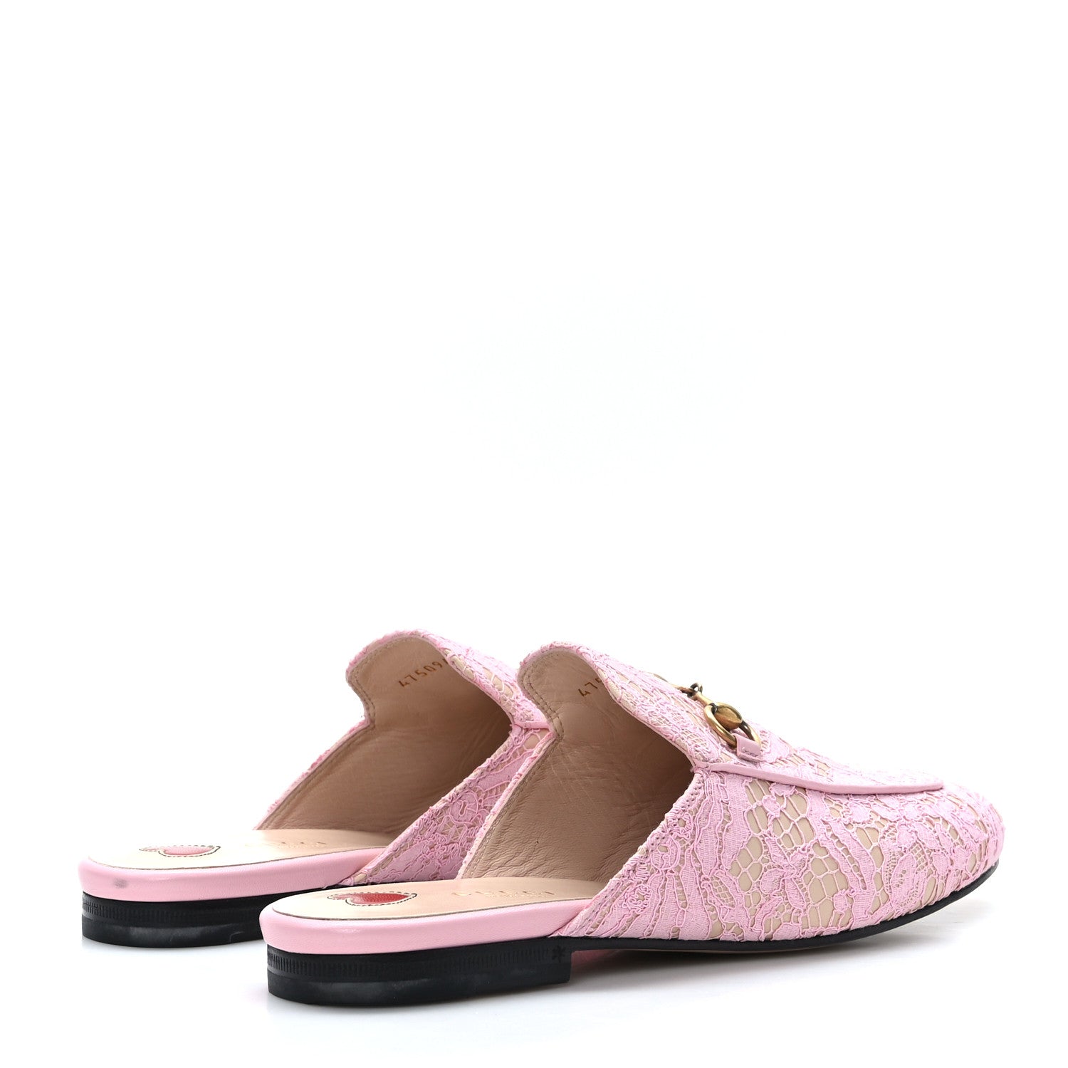 Gucci Lace Malaga Kid Womens Princetown Slippers 37.5 Sugar Pink Skin Rose 4 of 8